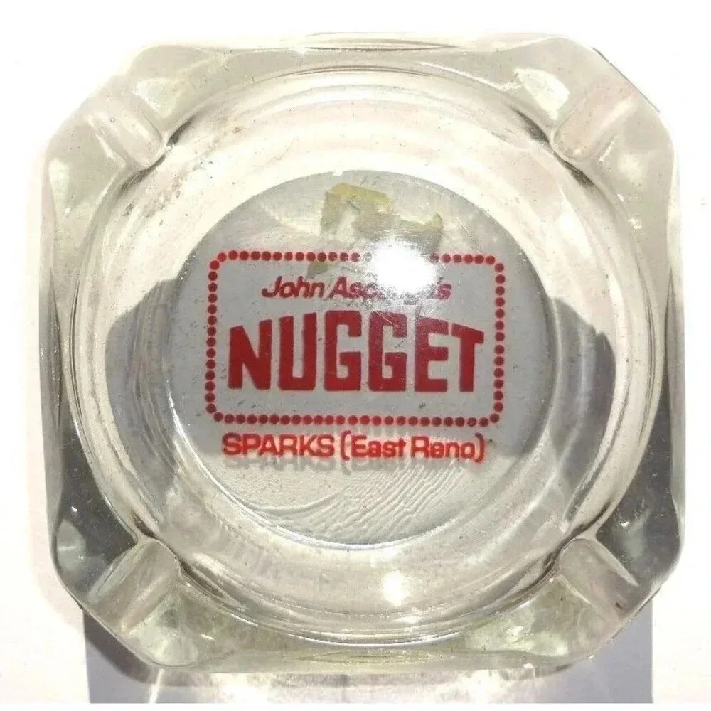 Vintage Clear Glass JOHN ASCUAGA'S Nugget SPARKS ( EAST RENO ) ASHTRAY